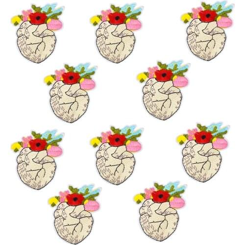 Patches for Clothes Bag Iron on Applique Cartoon Organ Stripes Sew Embroidery Patch for Jacket Clothes Heart Accessories 10 PCS