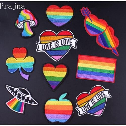 Prajna Flag Pride Gay Patch Embroidered Patches For Clothing Iron on Patches On Clothes Rainbow Patch Badge Sticker DIY Stripes
