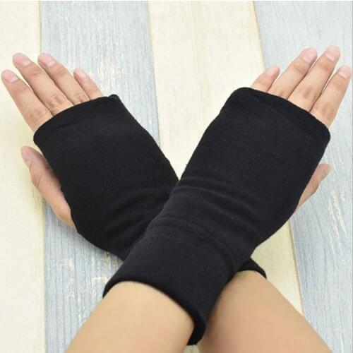 1 Pair Sports Long Thick Knitted Gloves Womens Sleeves Mens Fashion Black Half Finger Warmer Knit Wrist Glove Drop ship