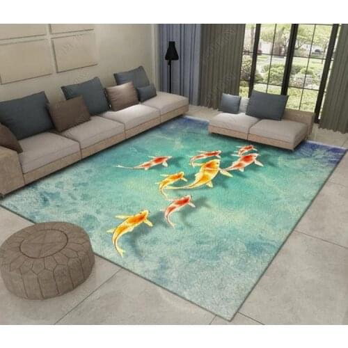Custom Any Size 3D Floor Mural Wallpaper Hand painted nine fish living room bedside 3D Floor Sticker Waterproof