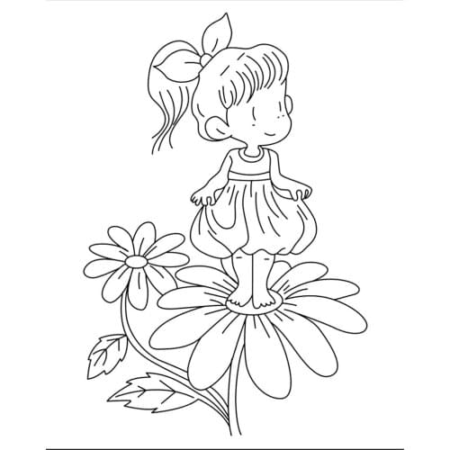 10x8 Girl standing on the flower Transparent Clear Silicone Stamp Seal for DIY scrapbooking photo album Decorative clear stamp