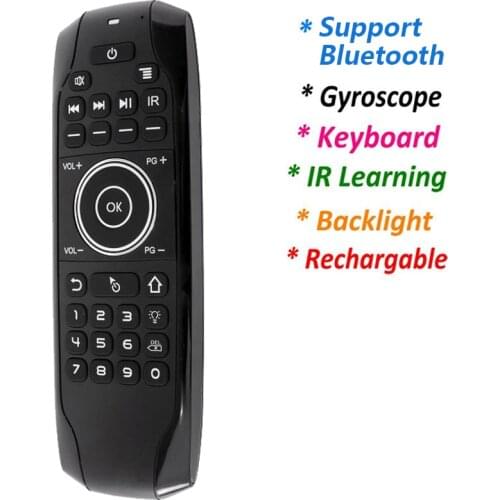 G7BTS for Bluetooth 5.0 Gyroscope Air Mouse Mini Keyboard 5 ir Learning Backlight for Bluetooth Smart TV Box PC Remote Control
