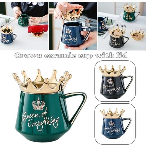 Queen of Everything Mug With Crown Lid and Spoon Ceramic Coffee Cup Gift for Girlfriend Wife Hot Kitchen,Dining & Bar