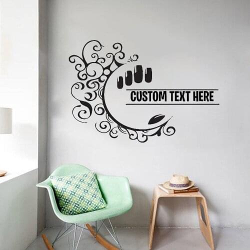 Custom Beauty Text Wall Decal Vinyl Stickers Removable Nail Care Makeup Salon Posters Wall Sticker Room Decoration Murals A425