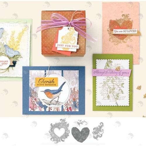 HEART Lace Flower Love Vine Metal Cutting Die And Stamps Scrapbooking Background DIY Decoration Craft Embossing Make Albums