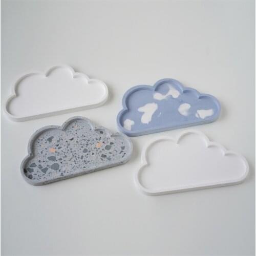 Cute Clouds Concrete Tray Mould DIY Cement Candle Holder Silicone Mould Aromatherapy Plaster Storage Tray Mould