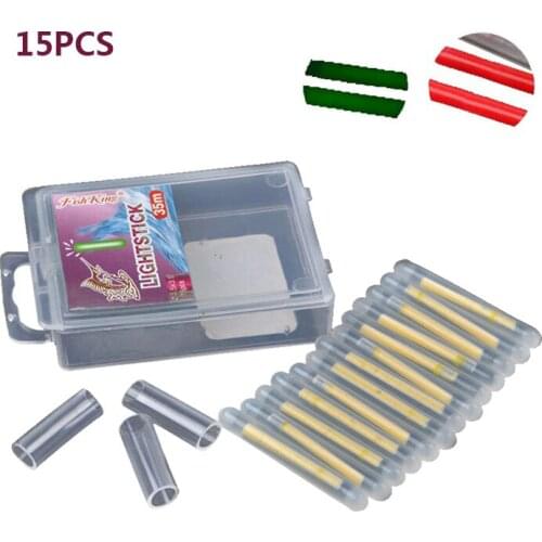 15Pcs/Box Fishing Fluorescent Lightstick Light Night Float Rod Lights Glow Sticks Red Green Color Fishing Accessories