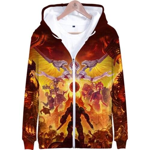 Shooting Game DOOM Eternal Hoodies Sweatshirts Men Women Long Sleeve Harajuku Streetwear Hoodie Casual Zipper Jacket Coat Kids