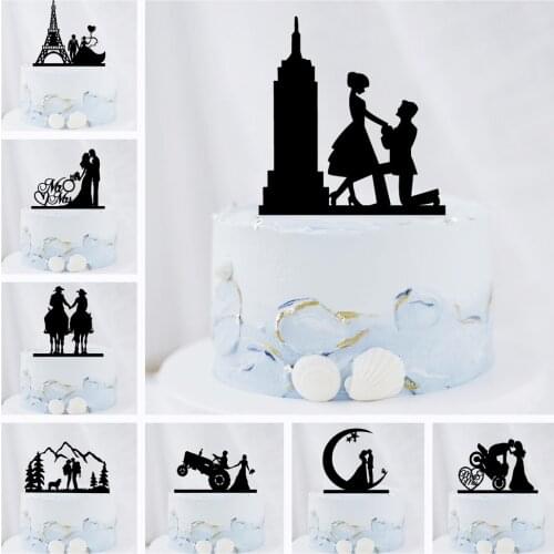 Romantic Wedding Engagement Propose Marriage Party Cake Topper Decoration Bride Groom Acrylic Anniversary Couples Cake Toppers