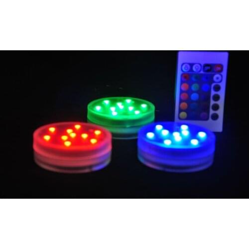 Kitosun 4pcs Waterproof Submersible LED Lights Underwater Base Remote Controlled Battery Operated Lights for Vase Hookah Decor