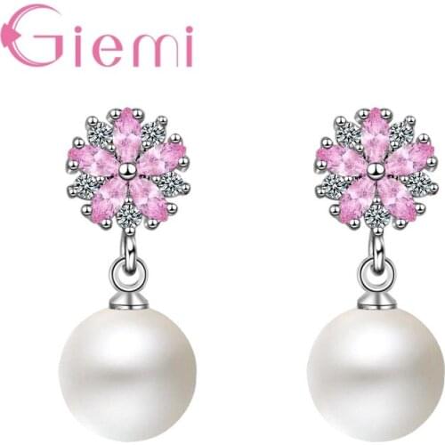 Vibrant Pink Flower Shape Pearl Earrings For Women Best Accessories In Summer Wide match Beautiful Everyday wear BijouX