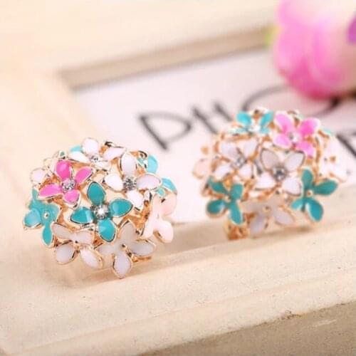 YLWHJJ brand women Gorgeous Flowers in Bloom Earrings fashion jewelry Geometric shape oil ear clip
