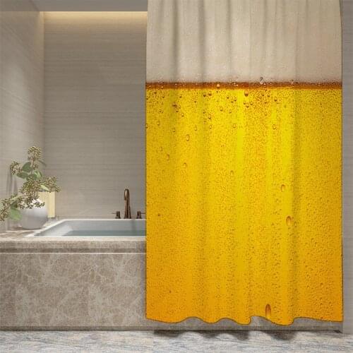Polyester Shower Curtain Waterproof Rectangle Beer Bubbles Printed Bathing Cover Bathtub Insulation Home Decor for Bathroom