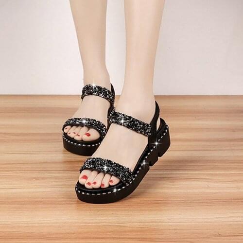 2021 New Summer Ladies Sandals Fashion Sequined High Heel Sandals 35-40 Size