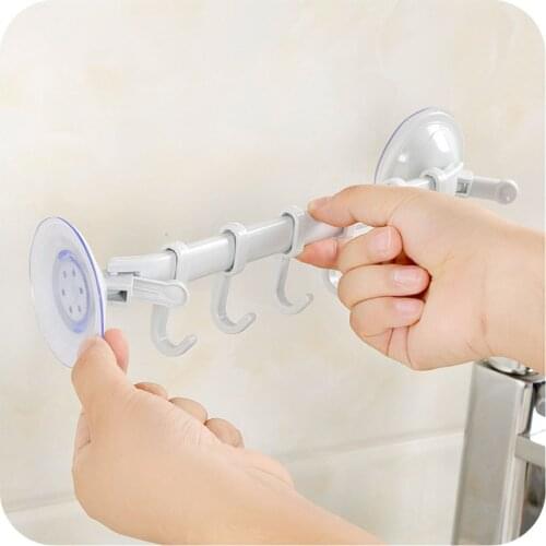 1PC Plastic Suction Cup Kitchen Hanger Organizer Bath Clothes Towel Bathroom Hook Cooking Tool Flexible Storage Rack Shelf