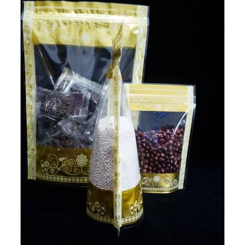 100pcs Stand Up Bags Reusable Standing Clear Plastic Ziplock Bag Dried Fruit Storage Pouch Food Sack Gift Packaging Zip Package