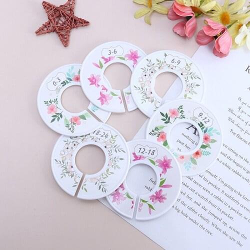 6pcs Round Flower Child Clothes Rack Size Dividers Plastic Hangers Ring Baby Garment Size Label Supplies