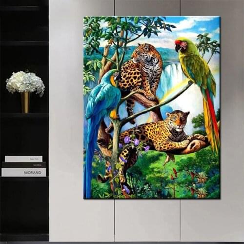 5d diamond embroidery Animal Leopard waterfall diamond painting complete full square drill,mosaic diamond animal wall art