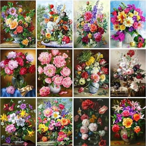 PDMDOG 5D DIY Diamond Embroidery flower Full Square Round Rhinestone Mosaic Painting Cross Stitch Flowers Diamond Kit