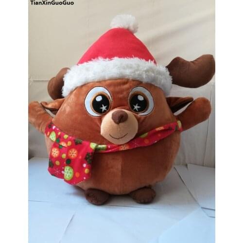 Large 50x40cm lovely cartoon reindeer plush toy christmas deer soft doll throw pillow Christmas gift b1402