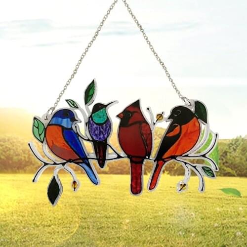 Colored Hanger Birds Pendant Acrylic Birds Room Window Hanging Decoration Home Decor Holiday Gifts