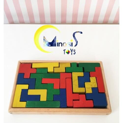 WOODEN TETRIS PUZZLE EDUCATIONAL TOY BLOCKS PLACEMENT PRODUCT SIZE 3,6*24*14,9