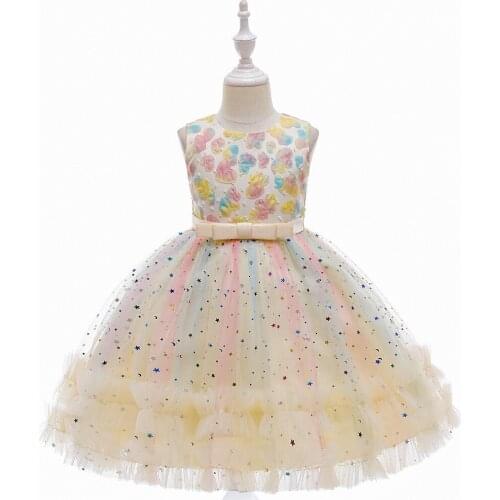 Girls Birthday Party Dress Flower Girls Champagne Tutu Tulle Party Dress Little Bridesmaid Wedding Party Dress
