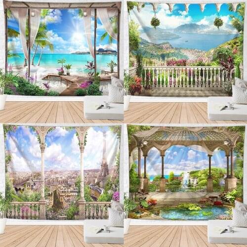 Lakeside Scenery Background Cloth Fashion Home Simple Atmosphere Decoration Supplies Hanging Cloth Living Room Bedroom Tapestry