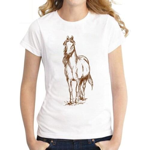Abstract Horse Graphics T Shirt Fun Retro Top Women Tshirt O-Neck Short Sleeve tshirt Ladies 2021 Summer T-shirt Hipster T-shirt