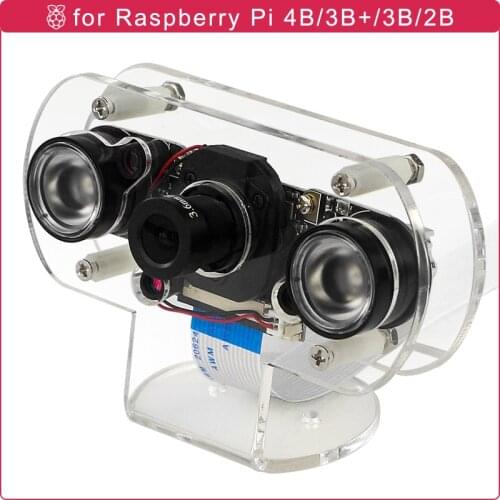 Raspberry Pi 5MP IR-CUT Camera Automatically Switch Day/Night Vision Camera Focal Adjustable with Holder for RPI 4B/3B+/3B/2B