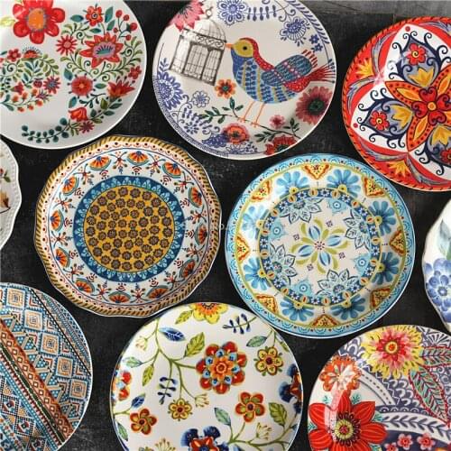 Creative Ceramic Plate Cutlery Christmas Plate Round Western Salad Steak Fruit Salad Dessert Cake Storage Decorative Plate