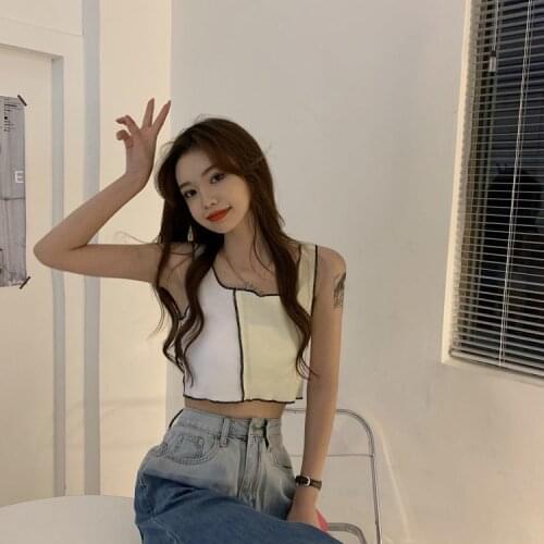 Women Tanks Tops Color Matching Small Sling Women Sleeveless Spring Summer Cool Vest Top Camis Crop Top For Women