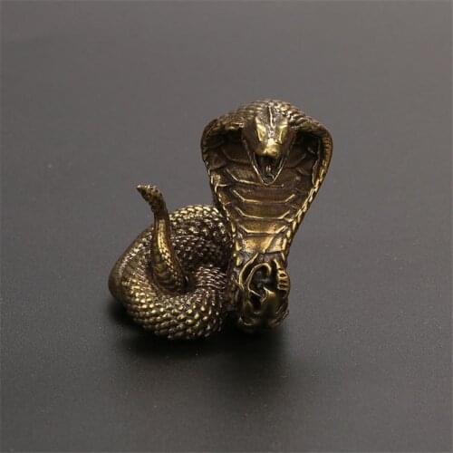 Copper Snake Statue Figurines Home Decorations Ornament Tea Pet Animal Boa Miniatures Office Desktop Decor Garden Accessories