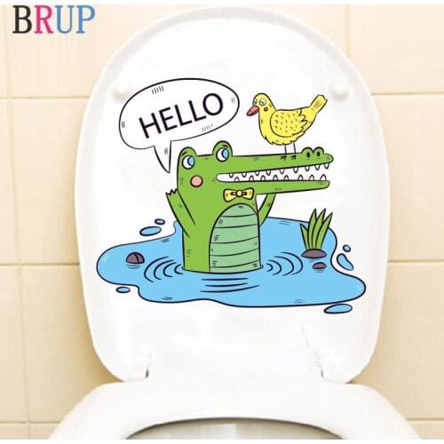 Cartoon Undersea Animal Toilet Sticker Friendly Octopus Crocodile Fish Wall Stickers Fashion Home Decor For Bathroom Waterproof