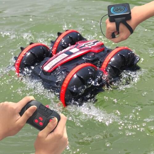 Newest Gesture Induction 2.4G 2-in-1 Double Sided Amphibious 360 Degree Rotation RC Vehicle RC Car Remote Control Stunt Car Gift