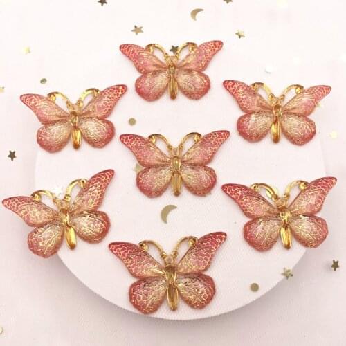New 20pcs Resin 25*38mm Bling Colorful Crystal Butterfly Flatback Rhinestone 1 Hole Ornaments DIY Wedding Appliques Craft S28