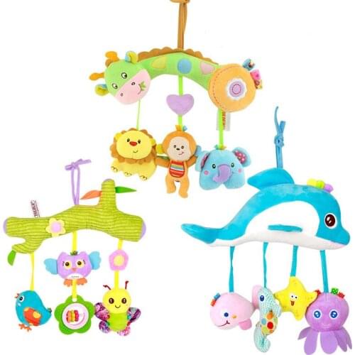 QWZ New Rattles For Kids Baby Toys 0-24 Months Mobile On The Bed Educational Newborn Infant Hanging Stroller Animals Toys Gift