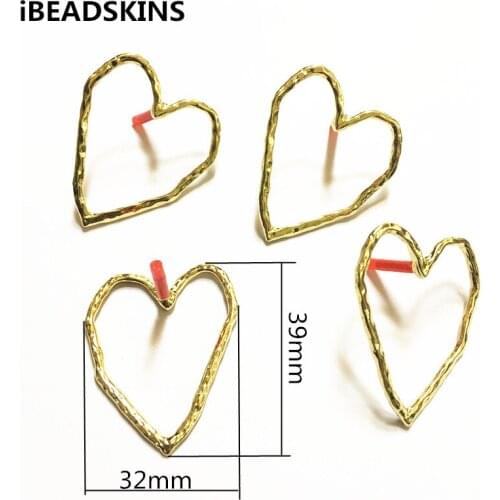 New arrival! 39x32mm 50pcs Zinc alloy heart shape Stud earring/earrings accessories/Earring parts for Jewelry DIY making
