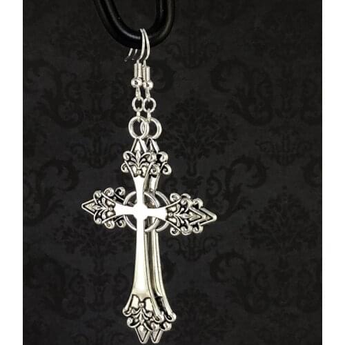New Fashion Handmade Cross Egyptian Ankh Life Symbol Flower Cross Pendants Silver Color Earrings
