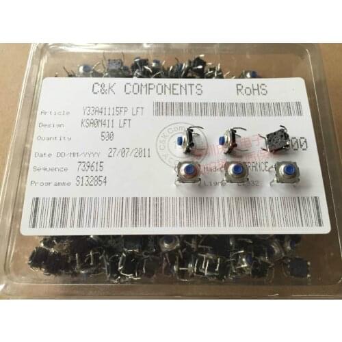 Original French C&K KSA0M411 Tact Switch Waterproof and Dustproof 7.4*7.4*4.7 Tactile Switch