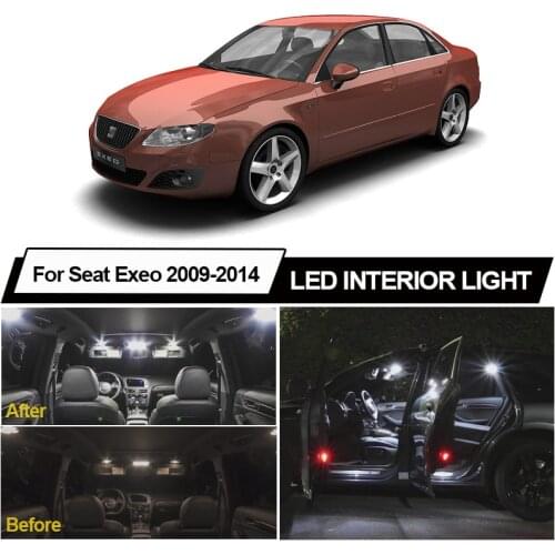19pcs White Canbus LED License Plate Lamp Interior Dome Map Lights Kit For Seat Accessories for Exeo for Exeo ST 2009-2014