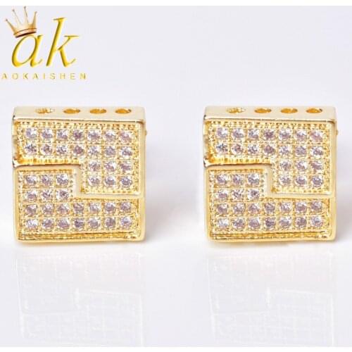 10MM Square Stud Earring Gold Color Charm Screw Back Women Mens Fashion Earrings Hip Hop Jewelry