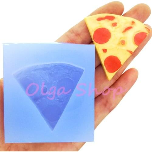 GYL607 44.4mm x 44.2mm A Piece of Pizza Silicone Mold Pizza Cut Fondant Decoration Candy Resin Aromatherapy Pendant Candle DIY