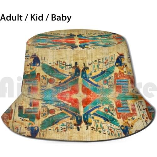 Protective Egyptian Goddesses Papyrus Sun Hat 2236 Bucket Hat King Tut Nefertari Hathor Selket