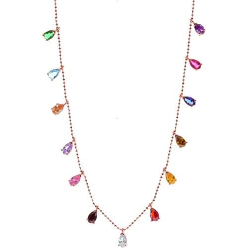 For women 925 Sterling Silver Colorful Stone Damlalı Necklace Fashionable Design Good Quality Elegant Jewelry Accessory Pure Silver 2021 Trend Fashion welcome