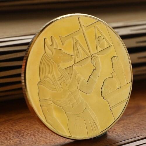 1pc Gold Plated Egypt Death Protector Anubis Coin Copy Coins Egyptian God Of Death Commemorative Coins Collection Gift