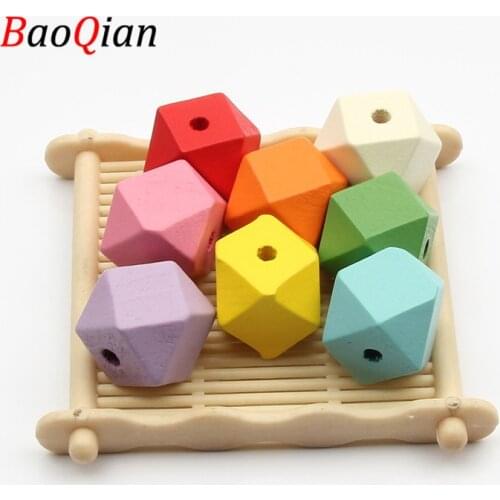 10pcs/lot Unfinished Natural Wood Beads 16mm Geometric Loose Spacer Beads For Jewelry Making Diy Charm Necklace Bracelet