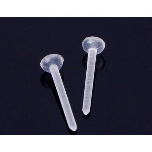 100PCS Invisible Clear Plastic 5mm 3mm Flat Blank Pad Earring Nail Pin Ear Post 40GB