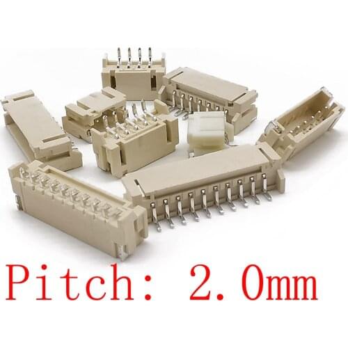 100Pcs PH 2.0 Pitch 2.0mm Horizontal SMD Socket Patch Terminals Plug Wire Connectors 2P 3P 4P 5P 6P 7P 8P 9P 10Pin SMD Connector