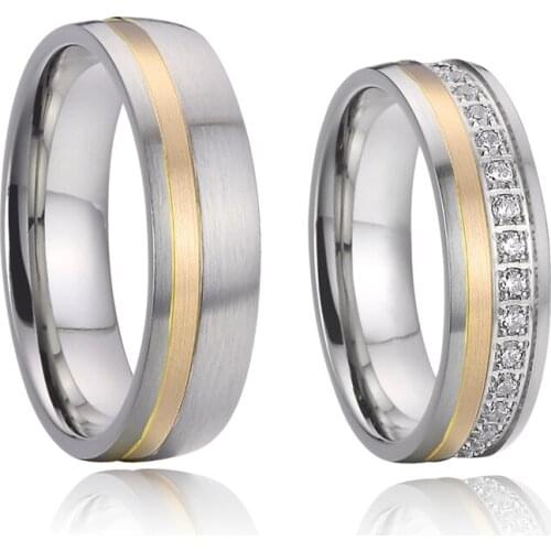2019 custom mens titanium jewellery cz womens wedding band 14k gold rings for couples fine jewelry love alliance